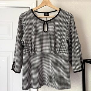 ROCK STEADY black white houndstooth mod pinup retro cropped blouse top